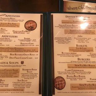 Pub menu