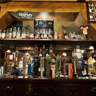 a shelf of liquor