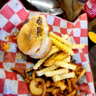 a burger and french fries