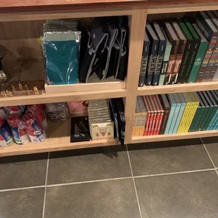 a bookshelf full of books