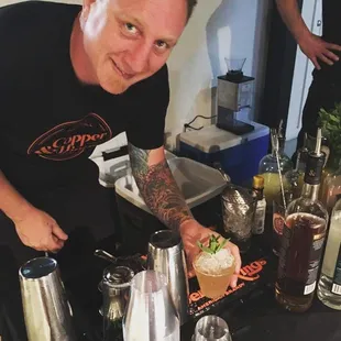 Mixing cocktails for a fundraiser