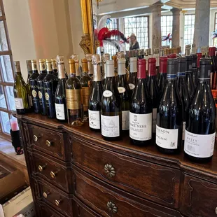 Wine bottles waiting to be taken home.