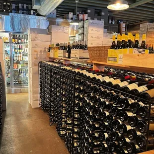 rows of wine bottles