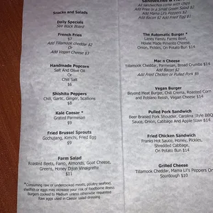 menu