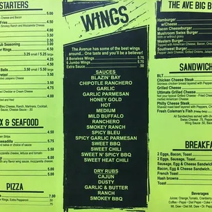 Updated Menu