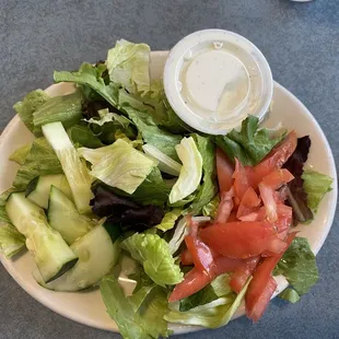 Side salad with ranch dressing