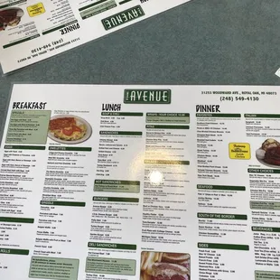 the menu