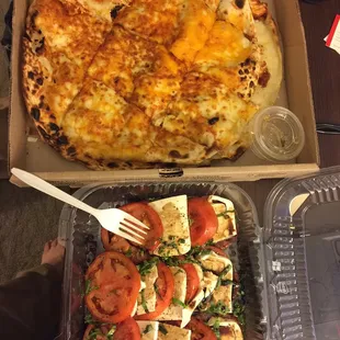 Buffalo chicken quesadilla and Caprese Salad (not on menu)