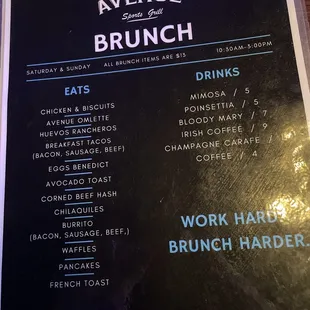 Brunch menu