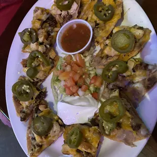 Asada and chicken nachos.