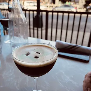 St. Patrick&apos;s Day special drink espresso martini with a splash of mint.