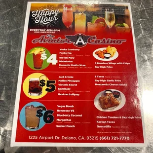 Happy Hour menu