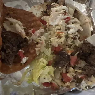 It's supposed to be a chicken and beef taco. I honestly don't know what this is supposed to be.