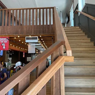  people walking up and down the stairs