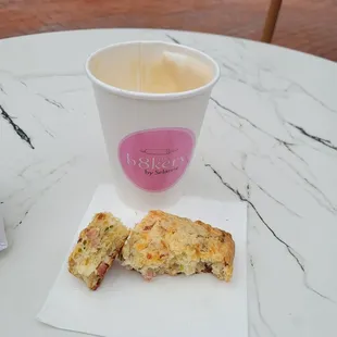 Churro Latte with Ham Scallion Scone