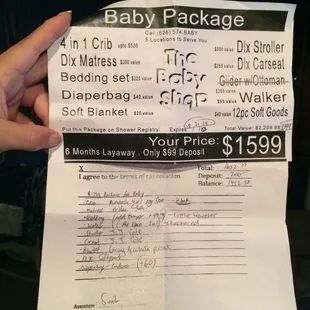 This is the vague contract I received after signing up for the layaway plan!