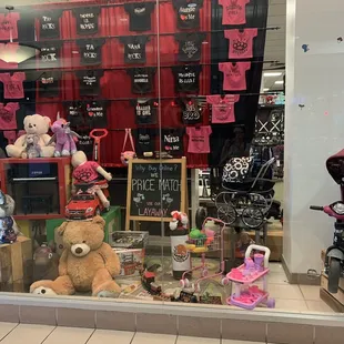 "Why buy online? We price match"... this is the sign that is posted at the front of the store