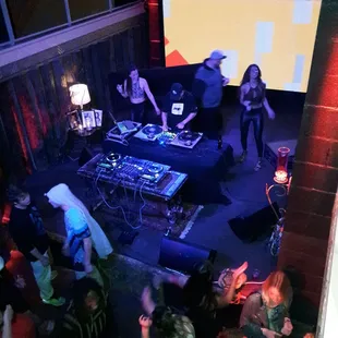 a group of people playing music