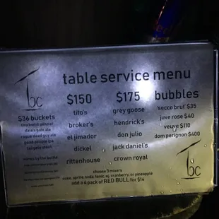 menu