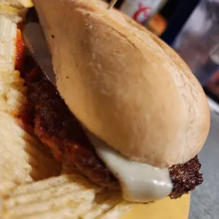 Steak Hoagie and chips
