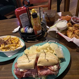 Side of Cheese Fries, Italian Sub, Naked Wings