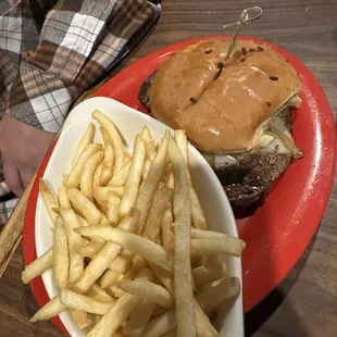 Prime rib sandwich with fries