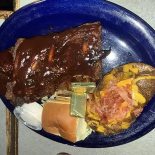 1/2 Slab of ribs with loaded baked potato