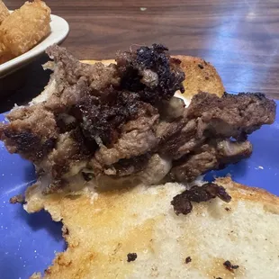 Burnt plain cheesesteak