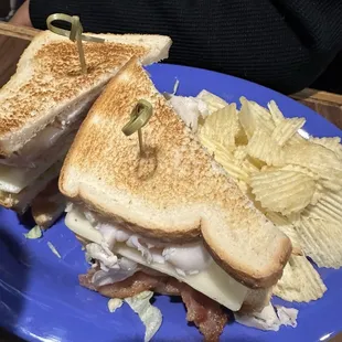 Turkey club with chips