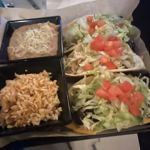 Tacos with rice and beans
