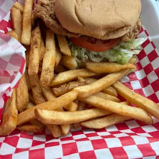 Got the pork tenderloin with a side of fries!