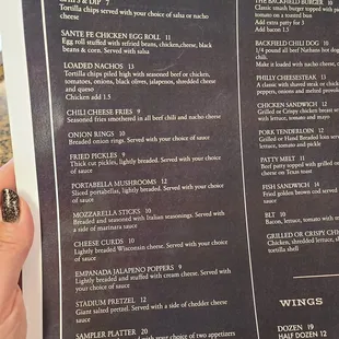 the menu