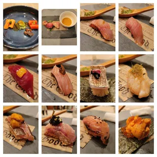a series of photos of a variety of sushi