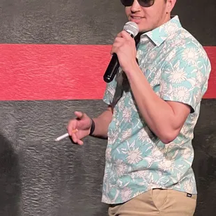 Emrys Michael had to wear sunglasses and smoke a fake cigarette during his set, while acting like the "coolest cat ever" (Wrenches Thrown)