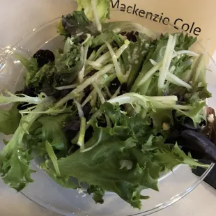 Starter salad with blue cheese, nuts, and shaved apple