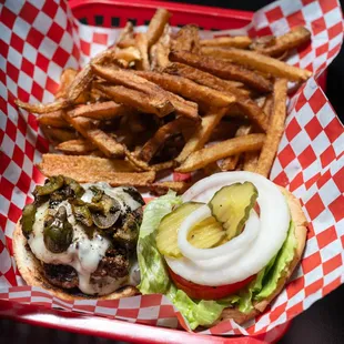 Spicy Burgers and fries