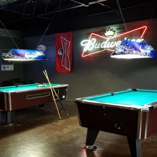 Pool tables, $1/ game