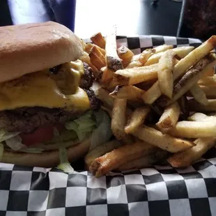 Cheese burger and fries