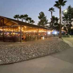 One of the few shaded spots with seating