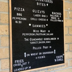 Menu on opening weekend