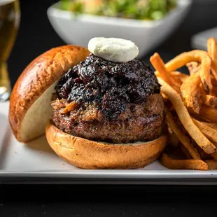 a burger and french fries