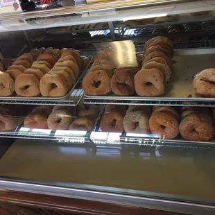 The bagels are huge, really good and inexpensive!!!