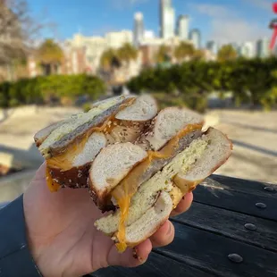 sausage egg and cheese on everything