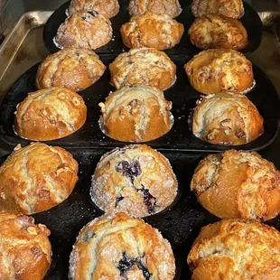 Freshly baked hot muffins straight from the oven