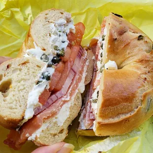 Lox bagel on jalapeno bagel