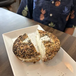 Everything bagel with cream cheese