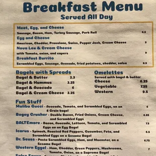 breakfast menu