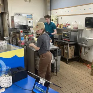 Very friendly staff hard at work