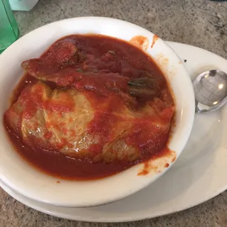 Homemade Stuffed Cabbage with Soup