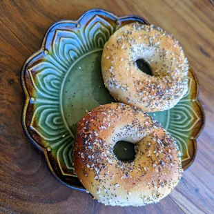 Demonstrative photo: Two everythings from The Bagel - see what I mean about skimpy toppings?